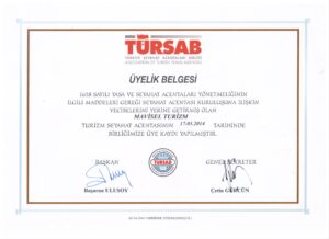 Mavisel Turizm Tursab Belgesi